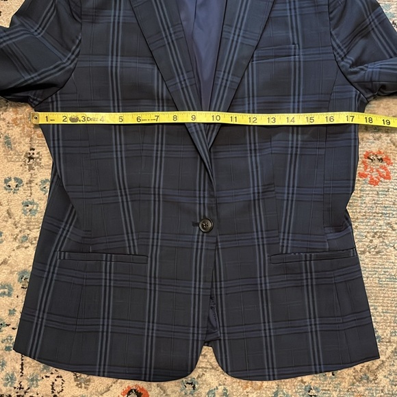 Banana Republic Washable Wool Blazer Navy Plaid Size 4 - Picture 8 of 16